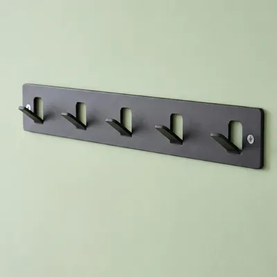 Produktbild von Mai & Mai Kleiderhaken ohne Bohren Wandgarderobe Wandhaken mit 5 Haken Garderobenleiste Garderobenhaken 40cm Schwarz Stalo-14