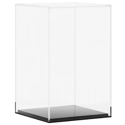 A clear acrylic display case with a black base, shown against a white background.