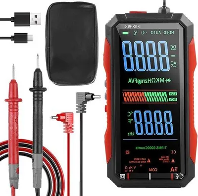 Immagine prodotto di Multimetro digitale, voltmetro, misuratore di corrente, ricaricabile tramite USB, 6000 punti