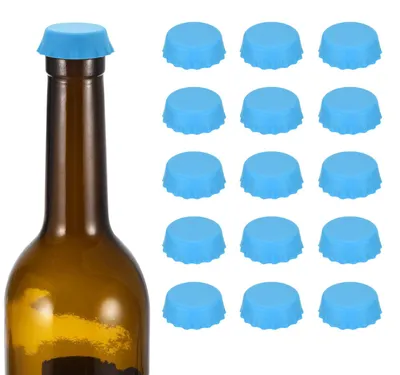 18 Silikon-Flaschenverschlüsse für Bier & Wein, Blau