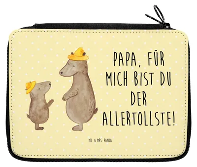 Produktbild von Mr. & Mrs. Panda Federmappe Bären mit Hut - Gelb Pastell - Geschenk, Vatertag, Etui, Lieblingsmensch, Family, Federmäppchen, Federtasche, Kinder, Mäppchen, Muttertag