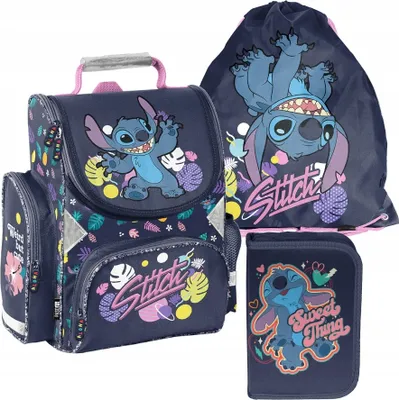 Zdjęcie produktu dla Plecak szkolny dziewczęcy chłopięcy motyw STITCH 3 T plecak piórnik mega zestaw Paso