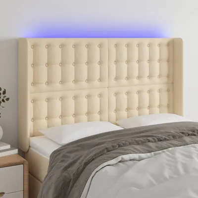 Produktbild von The Living Store LED Kopfteil Creme 147x16x118/128 cm Stoff