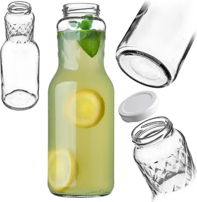 Produktbild von KADAX Glasflaschen 1L Gold 1 Stück, Saftflaschen mit Schraubverschluss fi53mm, leere Flaschen zum Einkochen & Befüllen, Einmachflaschen für Saft, Weithalsflasche