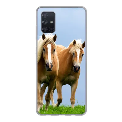 Produktbild von MuchoWow® Handyhülle Schutzhülle Hülle für Samsung Galaxy A71 Pferde - Gras - Luft Silikon Softcase Handy Hülle - Kartenbesitzer