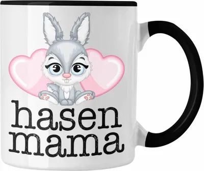 Produktbild von Trendation - Hasen Tasse Geschenk Hasen-Besitzer Kaninchen Kinder Hasen Mama (Schwarz)