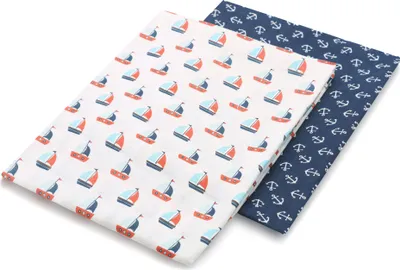 Produktbild von Spucktücher 2er Set, 120x120 cm, 100% Baumwolle, weiß blau