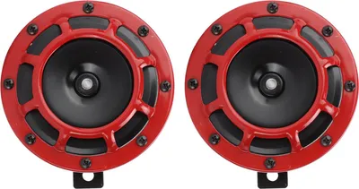 Immagine prodotto di Clacson a coppia da 12V, rosso, compatto, suono potente e forte, 139-170 dB, universale, per motocicli e automobili