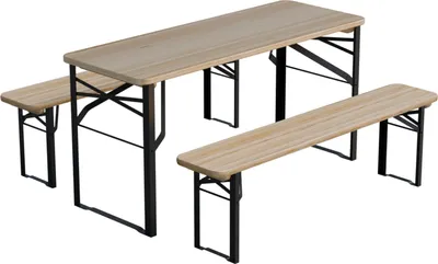 Produktbild von HAGO24 Kinder Bierzeltgarnitur Sitzgarnitur Kindersitzgruppe Picknickbank Klappbar Gartenbank Tannenholz Stahlgestell Outdoor Mini