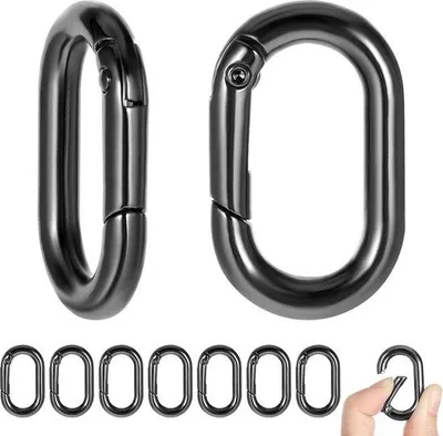 Image de Petits mousquetons ovales noirs - 10 pièces - Accessoires de voyage - Pêche - Chaînes - Velcro - Porte-monnaie - Accessoires de voyage.