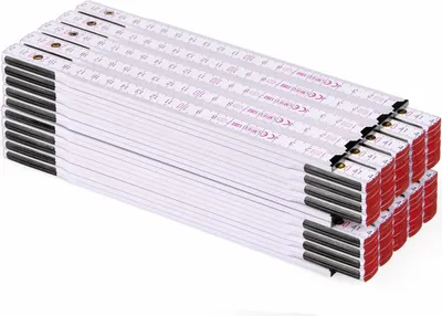 Obrázek produktu pro Metrie | Perfekt-10 skládací metr, bílý, černěné ocelové spoje, 2 m | 10 ks