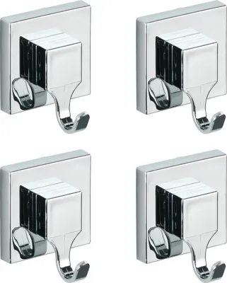 Produktbild von WENKO 2er Set Wand Haken Handtuch Garderoben Bad Küchen WC ohne Bohren Eckig
