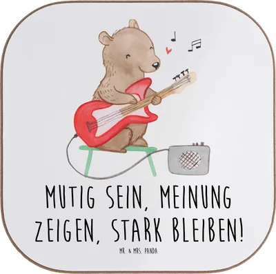 Produktbild von Mr. & Mrs. Panda Untersetzer für Gläser Mutig zu seinen Meinungen stehen - Weiß - Geschenk, Trost, Coaster, Zuversicht, Tassen, gläseruntersetzer, Tischuntersetzer, Mut