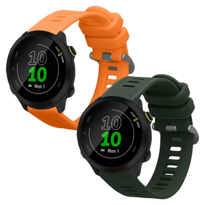 Produktbild von kwmobile 2x Uhrenarmband für Garmin Forerunner 55 / Forerunner 165 / 245 / 645 / 570 42mm Armband - Fitnesstracker Band Set aus TPU Silikon -