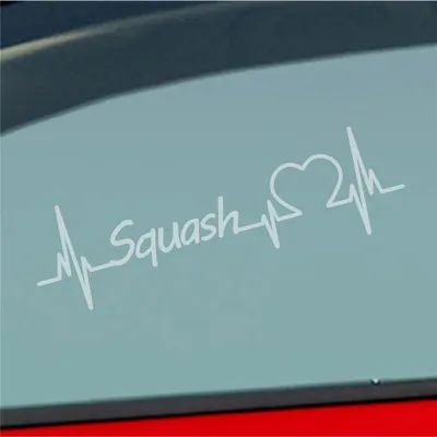 Produktbild von Auto Aufkleber Squash Herzschlag Ballsport Wettkampf Sport Liebe 19x6 cm Milchglas Sticker Heckscheibenaufkleber