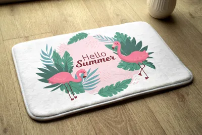 Produktbild von Badteppich Saugfähige - Badezimmer Teppich - Rutschfester Badvorleger Badematte - 75x45 cm - Flamingos Vögel
