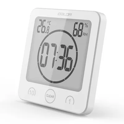Produktbild von Badezimmeruhr Timer Wasserdichtes Badezimmerthermometer Badezimmerhygrometer Küche Weiß