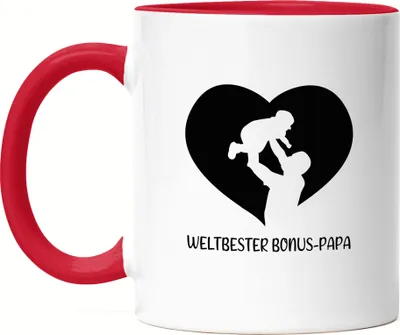 Produktbild von Weltbester Bonus-Papa Tasse Rot Spruch Liebe Vatertag Geschenkidee Bester Stiefvater