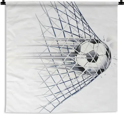 Produktbild von MuchoWow® Wandteppich Wandbehang Eine Illustration eines Fußballs, der ins Tor geht - Jungen - Mädchen - Kinder 60x60 cm Tapisserie Dekoration Wandtuch - Dekorationen - Wand Decke