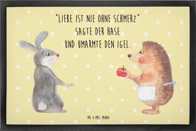 Produktbild von Mr. & Mrs. Panda Türmatte Hase Igel 40 x 60 cm - Gelb Pastell - Geschenk, Liebe Spruch, Eingangsmatte, Herzschmerz, fußmatte, Schmutzmatte, Lustige Sprüche, Fussmatte