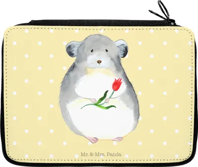 Produktbild von Mr. & Mrs. Panda Schlampermäppchen Chinchilla Blume - Gelb Pastell - Geschenk, Liebeskummer, Kummer, Etui, Federtasche, Federmappe, Mäppchen, Chaos, Bleistiftetui, Büro