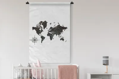Produktbild von MuchoWow® Wandteppich Wandbehang Weltkarte - Bronze - Kompass 90x135 cm Tapisserie Dekoration Wandtuch - Baumwolle - Wandskulptur