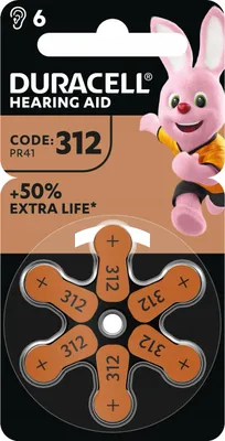 Zdjęcie produktu dla Bateria do aparatów słuchowych Duracell 312 PR41 6 sztuk