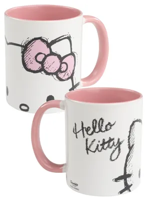 Produktbild von Hello Kitty Tasse - Kaffeetasse Becher Kaffeebecher aus Keramik 320 ml Rosa/Weiß