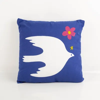 Produktbild von Dekokissen Vogel blau weiß 50x50cm