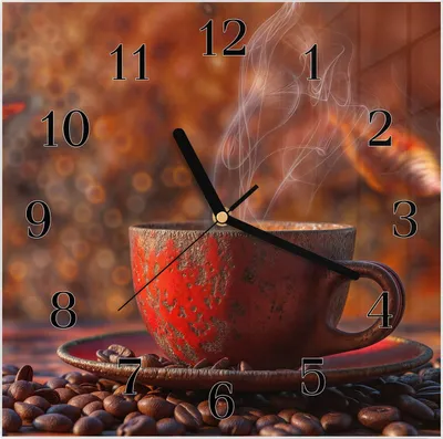 Produktbild von Wanduhr aus Glas mit Motiv Kaffeetasse im Herbst- 30 x 30 cm - inkl. Aufhängesystem