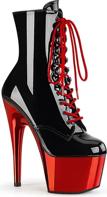 Produktbild von ADORE-1020 Damen Booties von Pleaser, Schwarz Rot Chrom, EU 41, US 11