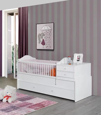 Produktbild von Modern Kinderbett in Kinderzimmer in 100 x 200 cm Stilvoll Weiße