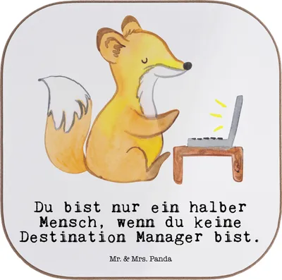 Produktbild von Mr. & Mrs. Panda Tischschoner Destination Manager Herz - Weiß - Geschenk, Untersetzer Gläser, Tassenuntersetzer, für, gläseruntersetzer, Tasse, Coaster