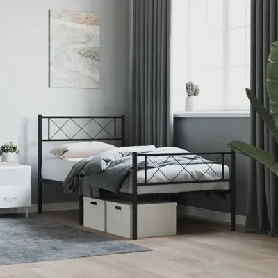 Immagine prodotto di Maison Exclusive - Struttura letto con testiera e pediera in metallo nero 75x190 cm