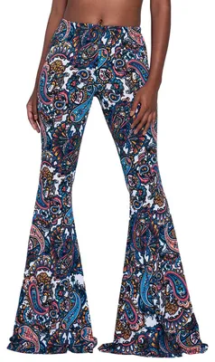 Immagine prodotto di Pantaloni a palazzo vintage stampati da donna - leggings da yoga a vita alta