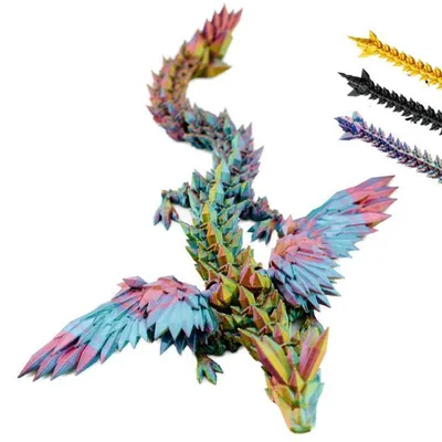 Produktbild von 3D Drache mit Flügeln  - 20 cm – Rot-Gelb-Grün