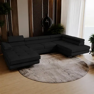 Produktbild von Wohnlandschaft mit Schlaffunktion, Couch für Wohnzimmer - Schlafsofa - Eckcouch