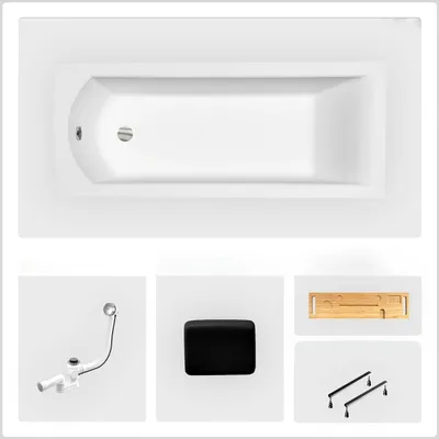 Image de Baignoire rectangulaire - 190 x 90 cm -  Habillage - Pieds - Vidage  - QUADRO SLIM