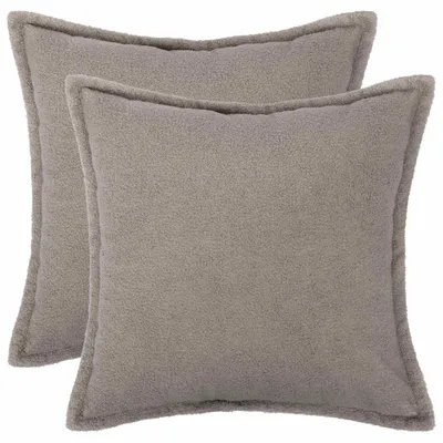 Productafbeelding van vidaXL Kussenhoezen, 2 stuks, houtlook, lichtgrijs, 40 x 40 cm, bouclé
