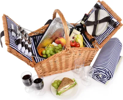 Produktbild von Sänger Picknickkorb Sylt Weide Picknickdecke Weidenkorb 4 Personen 24 teilig