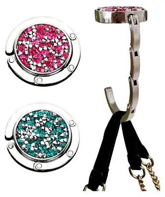 Produktbild von 2-teiliger Taschenhalter für den Tisch, faltbarer Geldbörsenhaken, Damentaschenständer, Tischtaschenhalter mit Strass