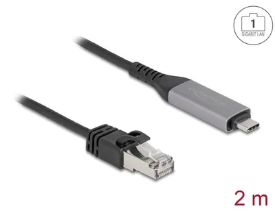 Image de DELOCK USB LAN Kabel USB Typ-C > RJ45 Gigabit Ethernet 2m