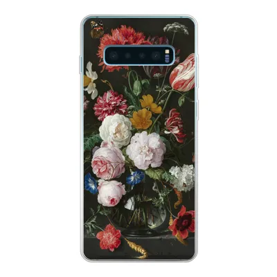 Produktbild von MuchoWow® Handyhülle Schutzhülle Hülle für Samsung Galaxy S10 Lite Stilleben mit Blumen in einer Glasvase - Gemälde von Jan Davidsz. de Heem Silikon Softcase Handy Hülle - Schutz