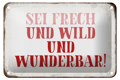Produktbild von Blechschild Spruch 18x12cm sei frech und wild und wunderbar