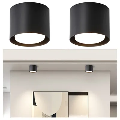 Produktbild von ZMH 2ER LED Deckenspot Aufbaustrahler Rund Schwarz Aufbau mit GX53 5Wx2 Warmweiß 3000K Spot schwenkbar Aufputzleuchte für Schlafzimmer Küche