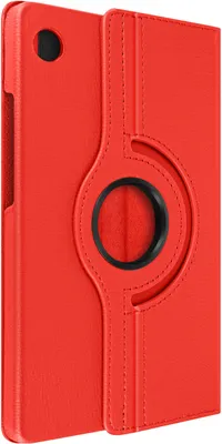 A red folio case for a tablet, shown from a diagonal angle.