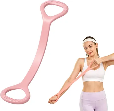 Imagen del producto de Banda elástica en forma de 8 con agarres, de 47 cm, para ejercicios de espalda y hombros