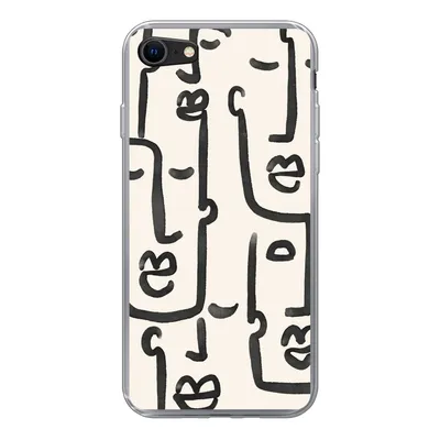 Produktbild von MuchoWow® Handyhülle Schutzhülle Hülle für iPhone 8 Muster - Abstrakt - Linienkunst Silikon Softcase Handy Hülle - Schutzhaube