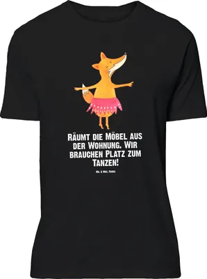 Produktbild von Mr. & Mrs. Panda Größe L T-Shirt Fuchs Ballerina - Schwarz - Geschenk, Shirt, Feier, Geburtstag, Tanzen, Party, Tshirt, mit Spruch