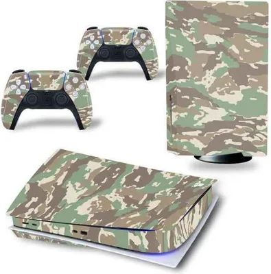 Produktbild von Konsolen- und Controller-Aufkleber für PS5, PlayStation 5 – Performance-Gaming-Skin – Schutzzubehör – Camo – Grün Weiß